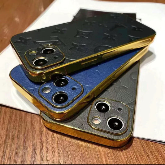 LV gold leather iPhone Cases